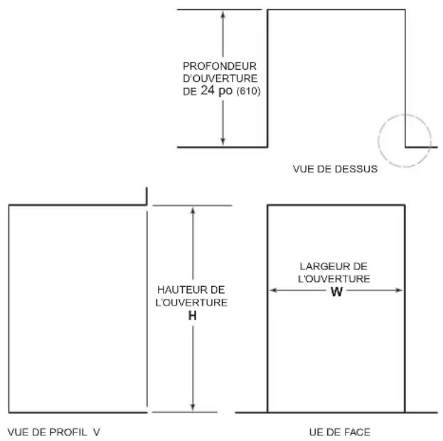 Sub-Zero DEU2450RR - Dimensions de l'ouverture - 1