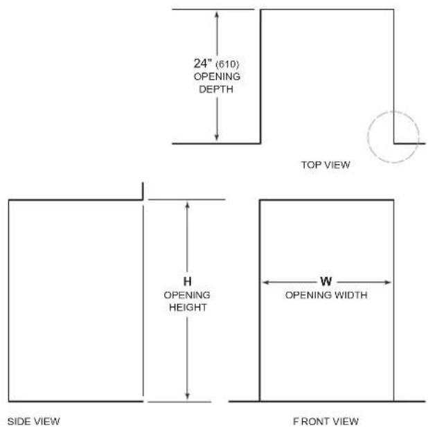 Sub-Zero DEU2450RR - Opening Dimensions - 1