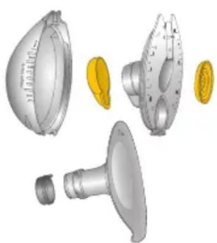 MEDELA Magic InBra - Container, container lid, membrane, valves and breast shields - 1
