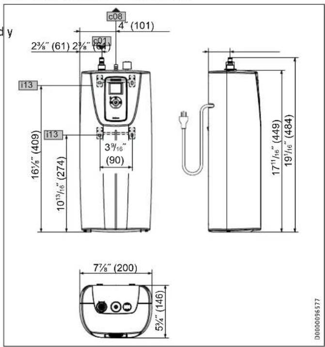 STIEBEL ELTRON UltraHot Premium - Dimensiones y conexiones - 1