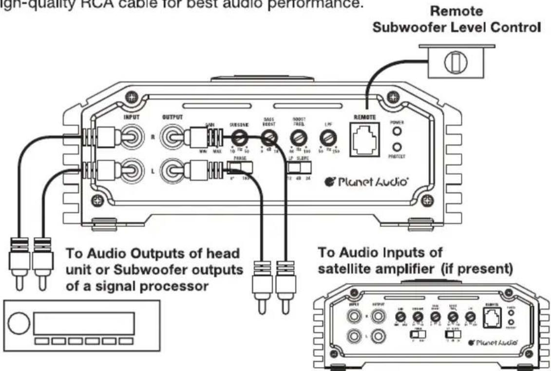 Planet Audio BBD4000 - Low Level Input and Remote Level Control Connections - 1