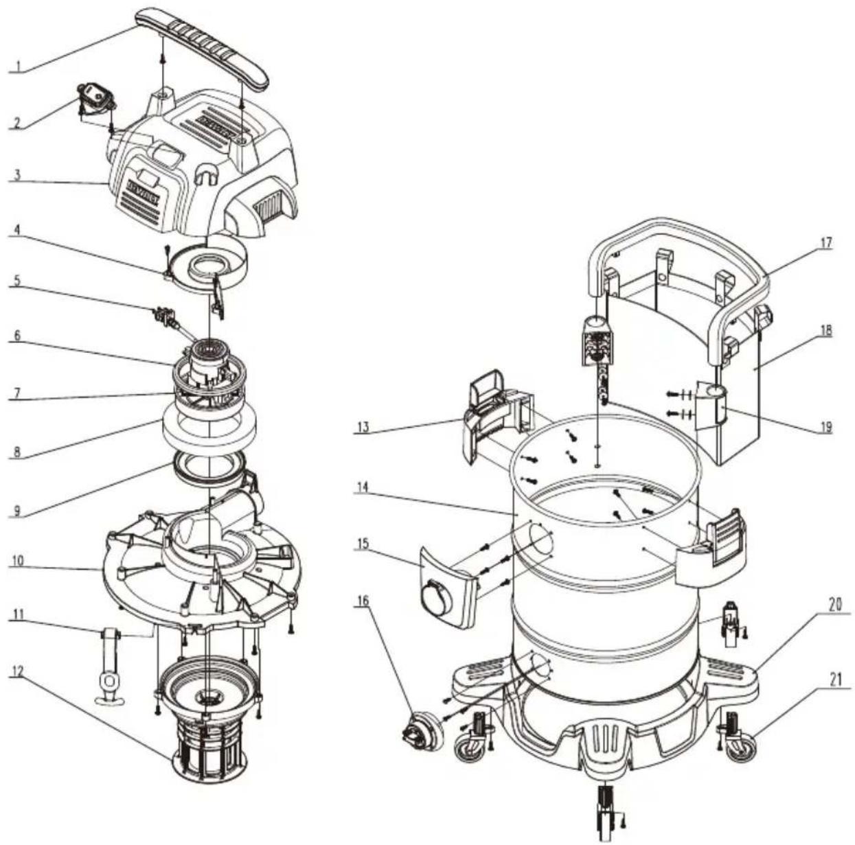 DEWALT DXV04A - EXPLODED VIEW / PARTS LIST - 1