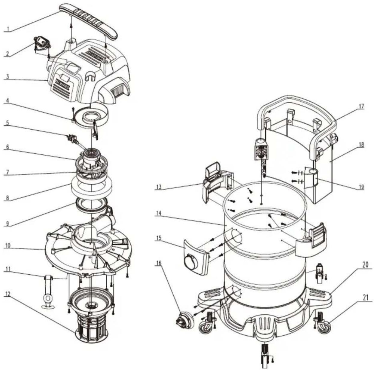 DEWALT DXV04A - EXPLODED VIEW / PARTS LIST - 1