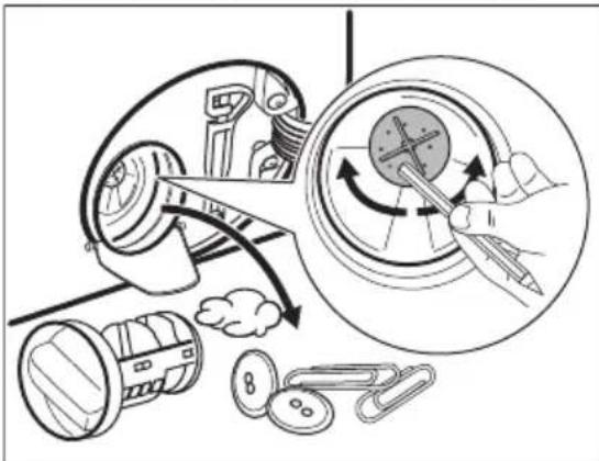 AEG L97FSR14L6U - Proceed as described in following diagrams to clean the pump filter: - 5