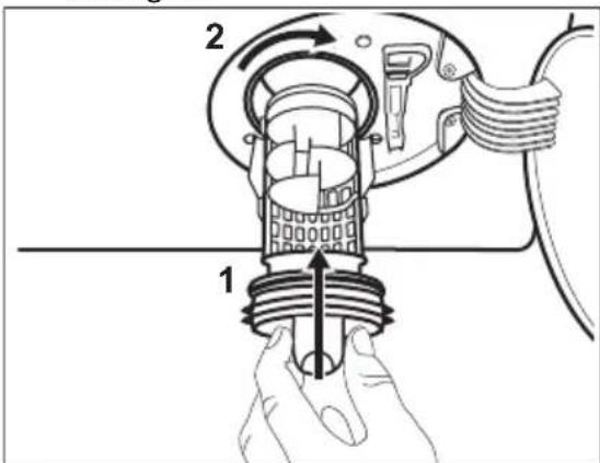 AEG LR76HOT - Proceed as described in following diagrams to clean the pump filter: - 7