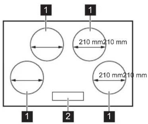 AEG KIO84A0DIB - Anordnung der Kochflächen - 1