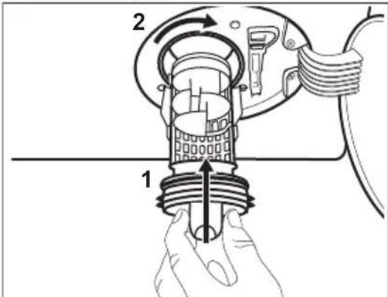 AEG LR87ADBC06 - Gehen Sie wie in den folgenden Diagrammen beschrieben vor, um den Pumpenfilter zu reinigen: - 7