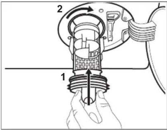 AEG LR86POWER - Gehen Sie wie in den folgenden Diagrammen beschrieben vor, um den Pumpenfilter zu reinigen: - 7
