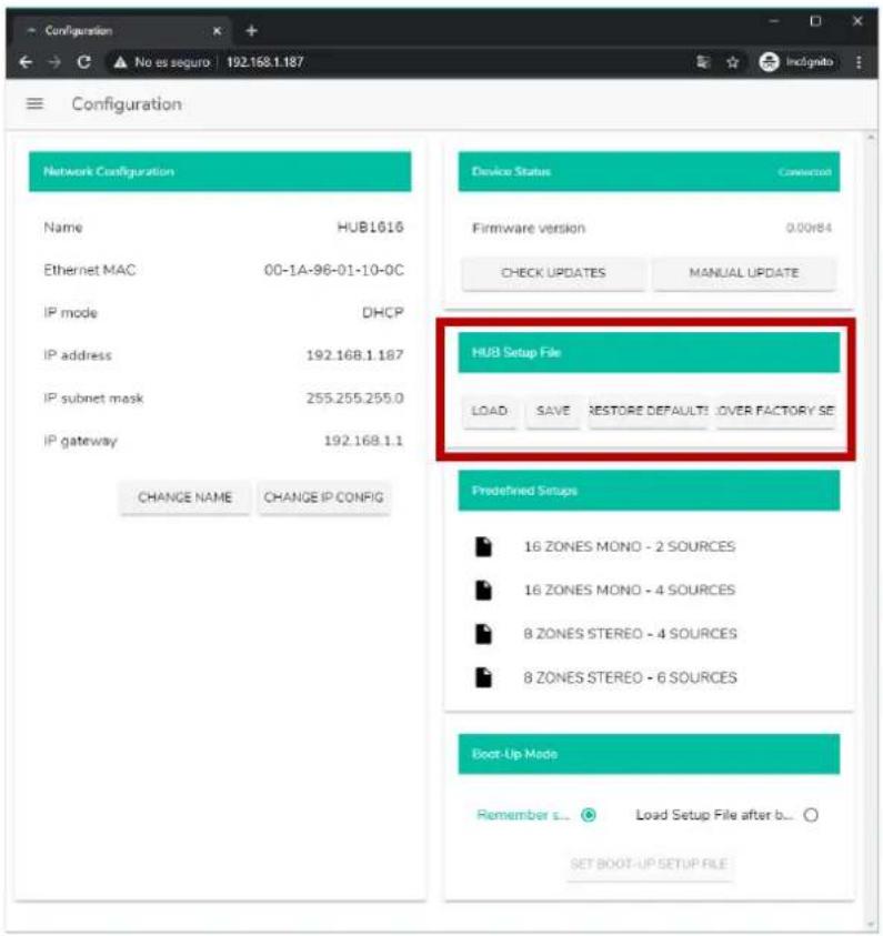 Ecler HUB1616 - HUB SETUP FILE (Fichier de configuration de l'unité HUB) - 1