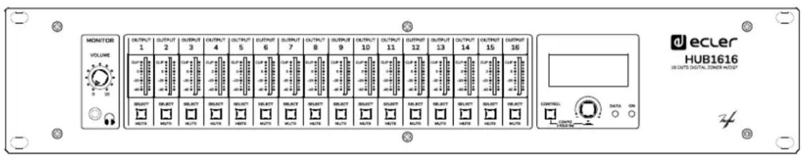 Ecler HUB1616 - Utilisation depuis la face avant - 1