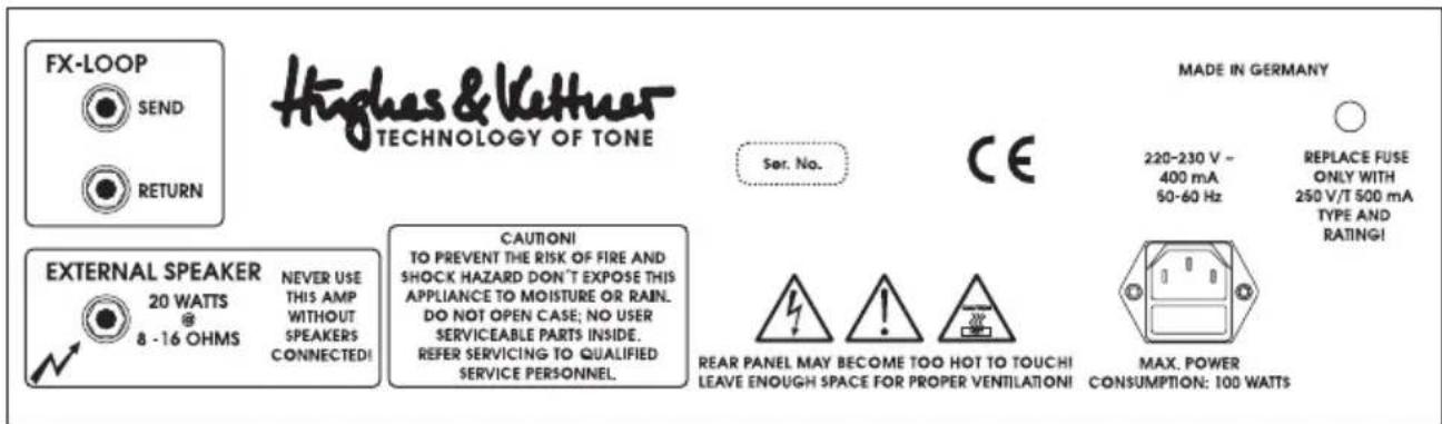HUGHES & KETTNER Edition Tube 20th Anniversary - RACCORDEMENTS ET ÉLÉMENTS DE COMMANDE - 2