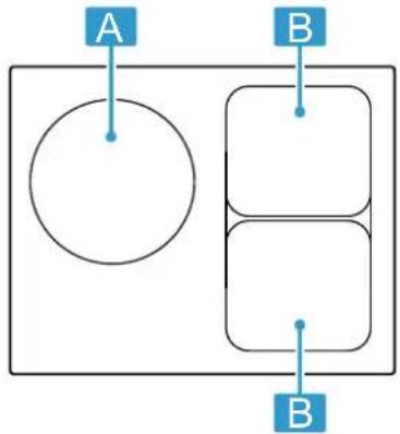 BOSCH PVJ611BB6E - Répartition des zones de cuisson - 1