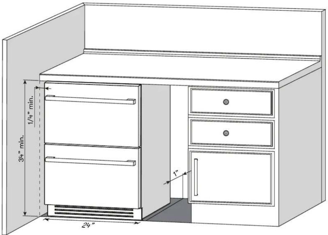 Zephyr Presrv PRRFD24C2AS - Installation Clearance Requirements - 1