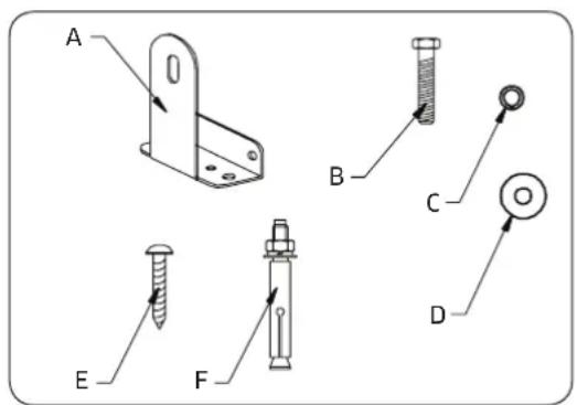 Dacor RAT24AMAASR - Anti-tip bracket parts list: - 1