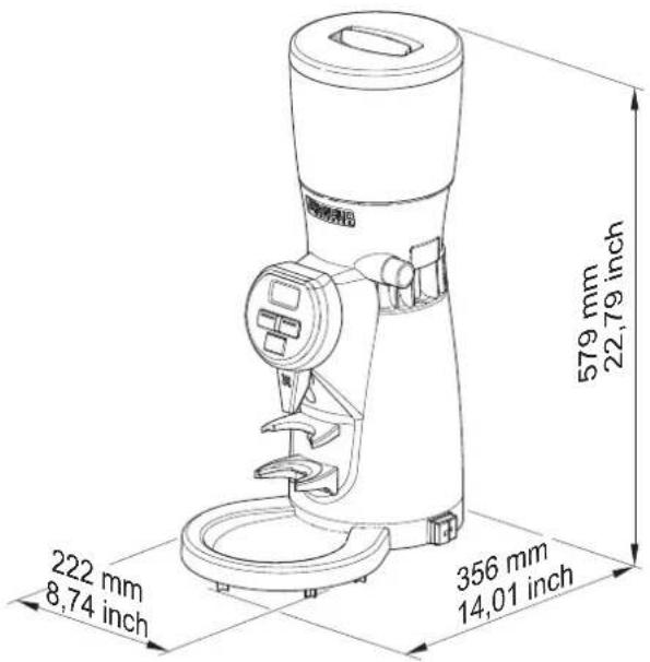 222 mm 8,74 inch 579 mm 22,79 inch 356 mm 14,01 inch