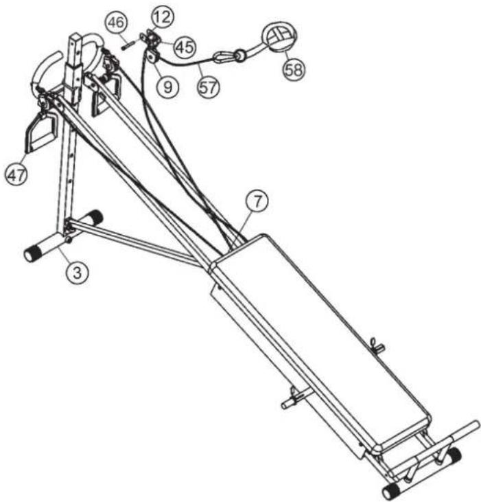 Christopeit TE1000 - Attach the rope for ankle strap (57). - 1