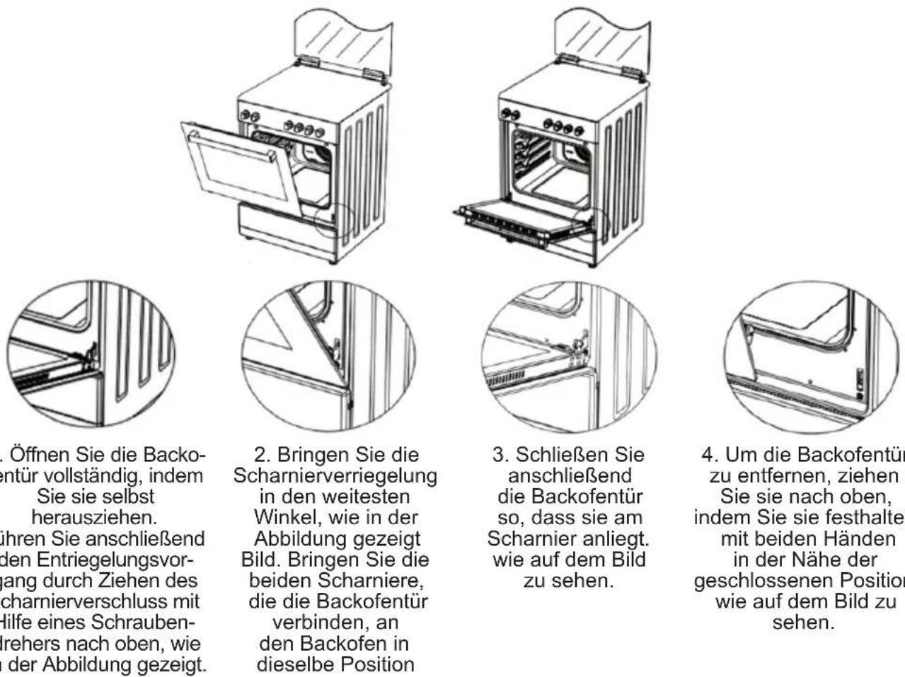 Sogo SS-24405 - Einbau der Backofentür: - 1