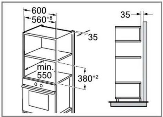 BOSCH BFL523MW1F - Cotes d'encombrement dans le placard vertical - 1