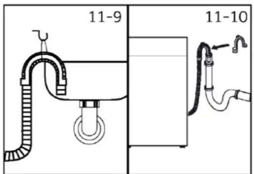 HAIER HW80-BP14357TU1 - 11.6.3-Raccordement du tuyau flexible de vidange à l'évier - 1