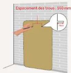 Espace des trous: 160 mm