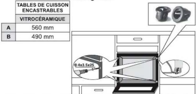 TABLES DE CUISSON ENCASTRABLES VITROCÉRAMIQUE A 560 mm B 490 mm