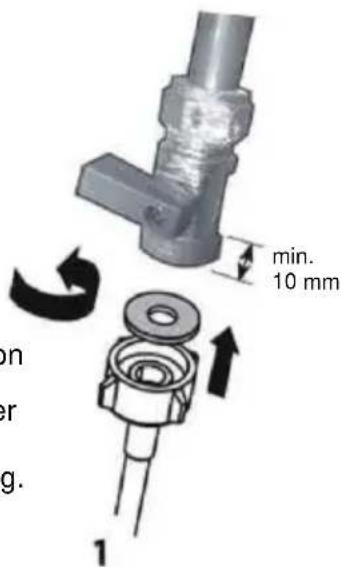 HAIER XH 4C4F1S - Connecting the inlet hose to the cold water supply - 1