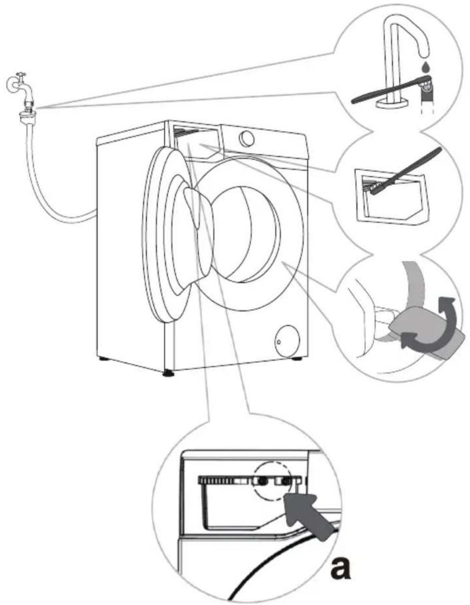 HISENSE WF5I1045BWQ - NETTOYAGE DU TUYAU D'ALIMENTATION EN EAU, DU BOÎTIER DU DISTRIBUTEUR DE DÉTERGENT ET DU JOINT DE PORTE EN CAOUTCHOUÇ - 1