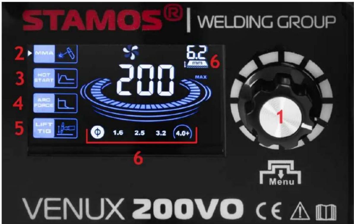 Stamos VENUX 200VO - Panel sterowania: - 1
