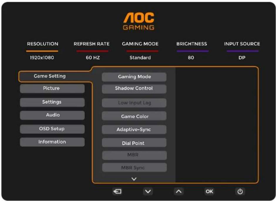 AOC 27G4HRE - OSD Setting (Réglages d'OSD) - 1