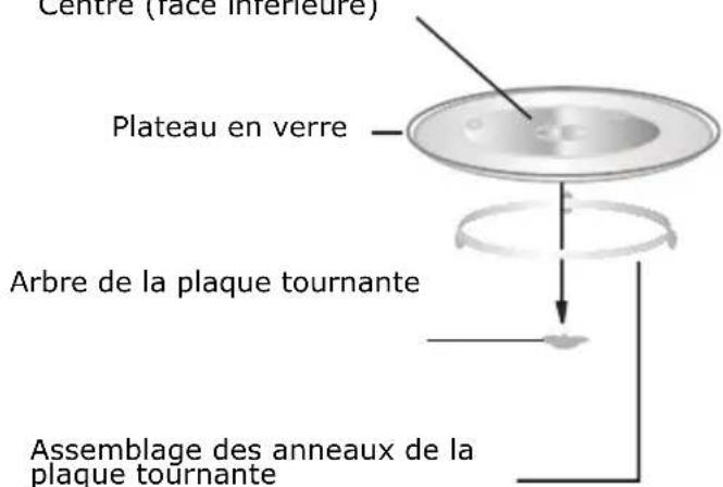 Centre (race inférieure) Plateau en verre Arbre de la plaque tournante Assemblage des anneaux de la plaque tournante