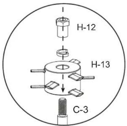 Chapin 8400C - Thread auger [H-13] clockwise onto impeller shaft [C-3]. Insert auger nut [H-12]. - 1