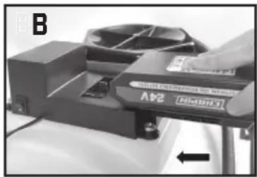 Chapin 97024 - INSTALLING AND REMOVING THE BATTERY PACK FROM THE SPRAYER - 1
