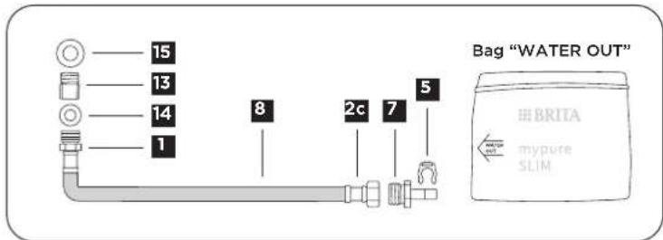 BRITA MyPure SLIM V-MF - Connect the tap supply line (see bag "WATER OUT") - 5