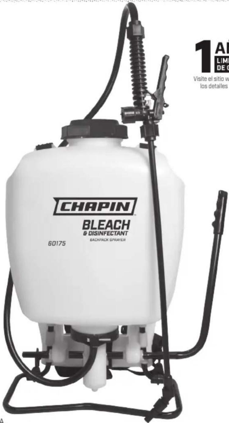 Chapin 60175 - BLANQUEADOR Y DESINFECTANTE PULVERIZADOR DE MOCHILA - 1