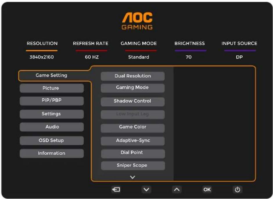 AOC U27G4R - Réglage OSD - 1