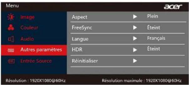 ACER PM161QB - Réglage de l'image : - 2