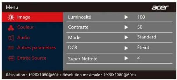 ACER PM161QB - Menu OSD : - 1