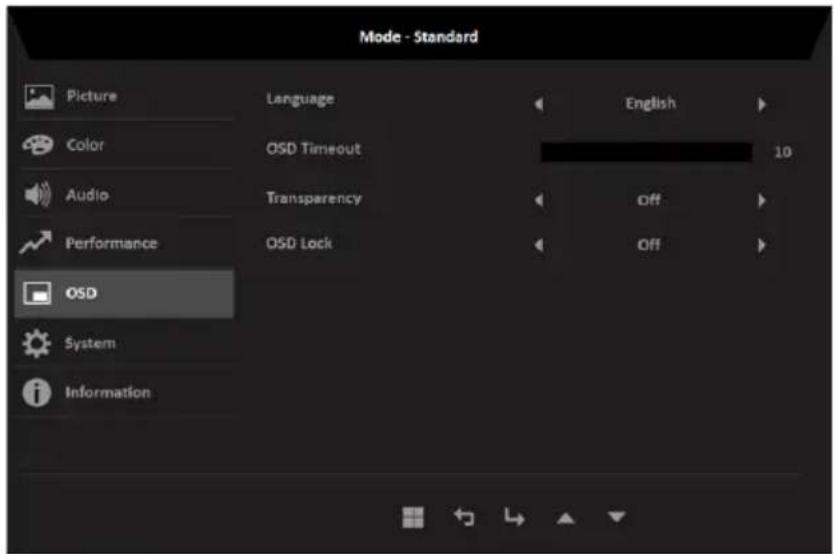 ACER SA270G0 - Ajuster le menu OSD - 1