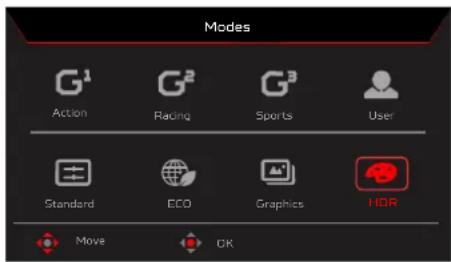 ACER X32V2 - Touche de raccourci 1 (réglage par défaut : Mode Standard) - 1