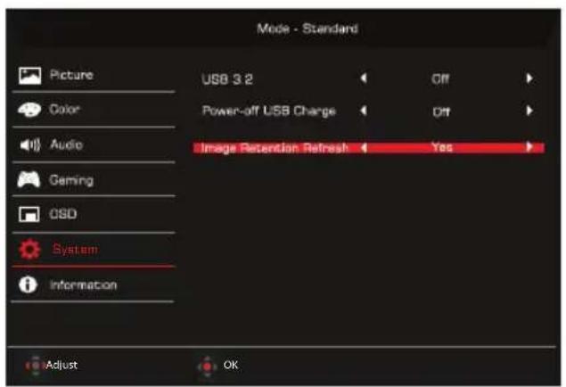 ACER X27UF - Actualisation de la rétention d'image - 2