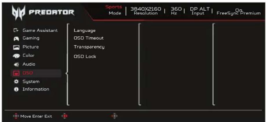 ACER X27UF - OSD - 1