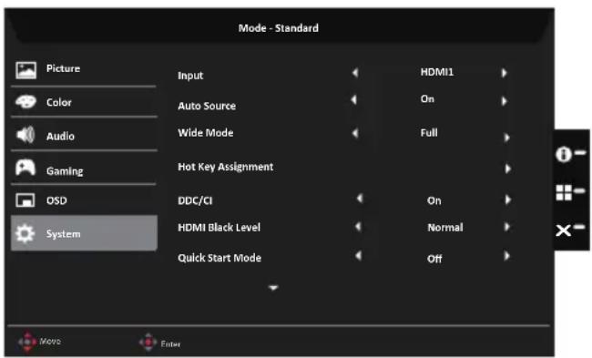 ACER VG270UX - OSD - 2