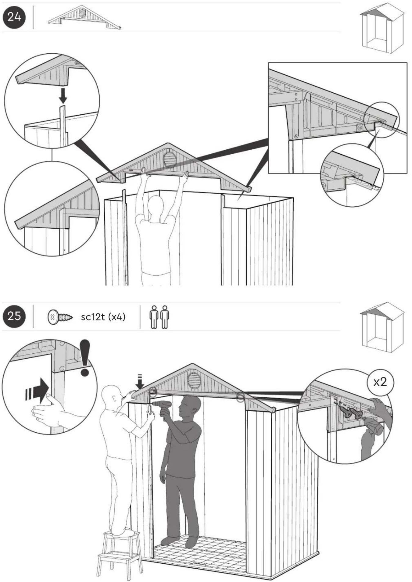 KETER Darwin 6x4 - ROOF ASSEMBLY | MONTAGE DU TOIT | MONTAJE DEL TECHO | DACHMONTAGE | DAKMONTAGE | ASSEMBLAGGIO DEL TETTO | MONTAGEM DO TELHADO - 5