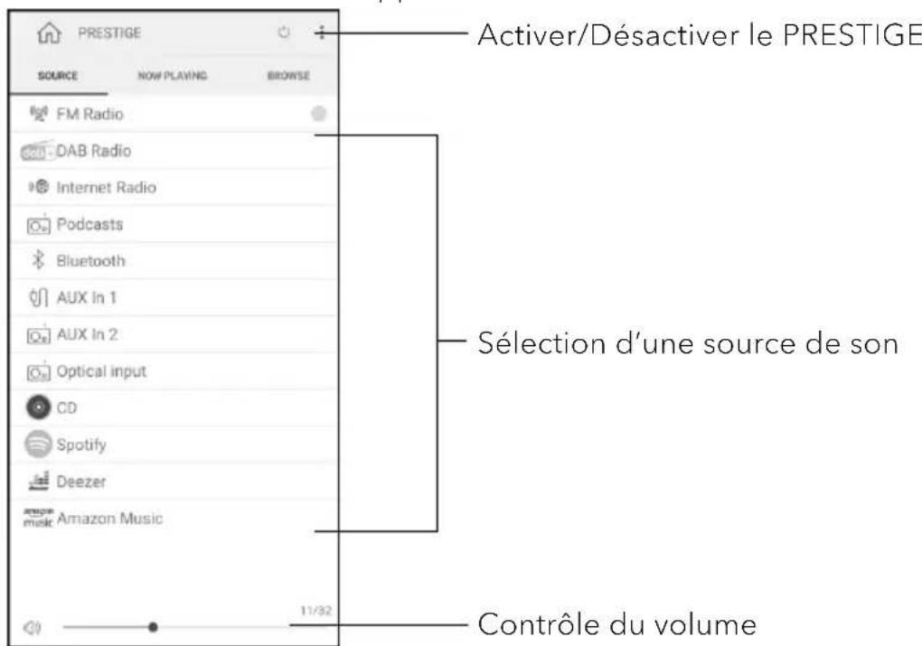 SONORO Prestige SO-3310 - Utilisation de l'appli UNDOK ^MD pour contrôler le PRESTIGE - 3