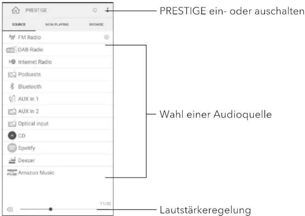 SONORO Prestige SO-3310 - Verwendung der UNDOK™ App zur Steuerung des PRESTIGE - 3