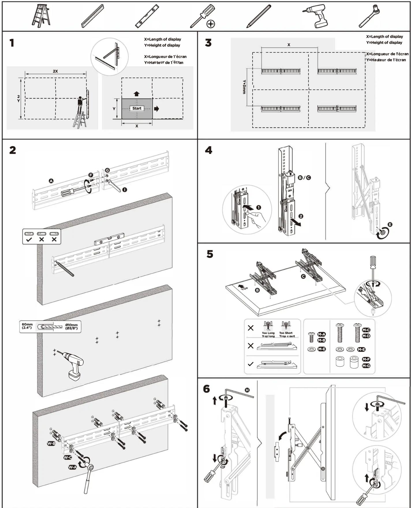 KIMEX 017-2004 - Support mur d'images pour écran TV 37"-70" Push Pull 37"-70" Video wall mount - 6