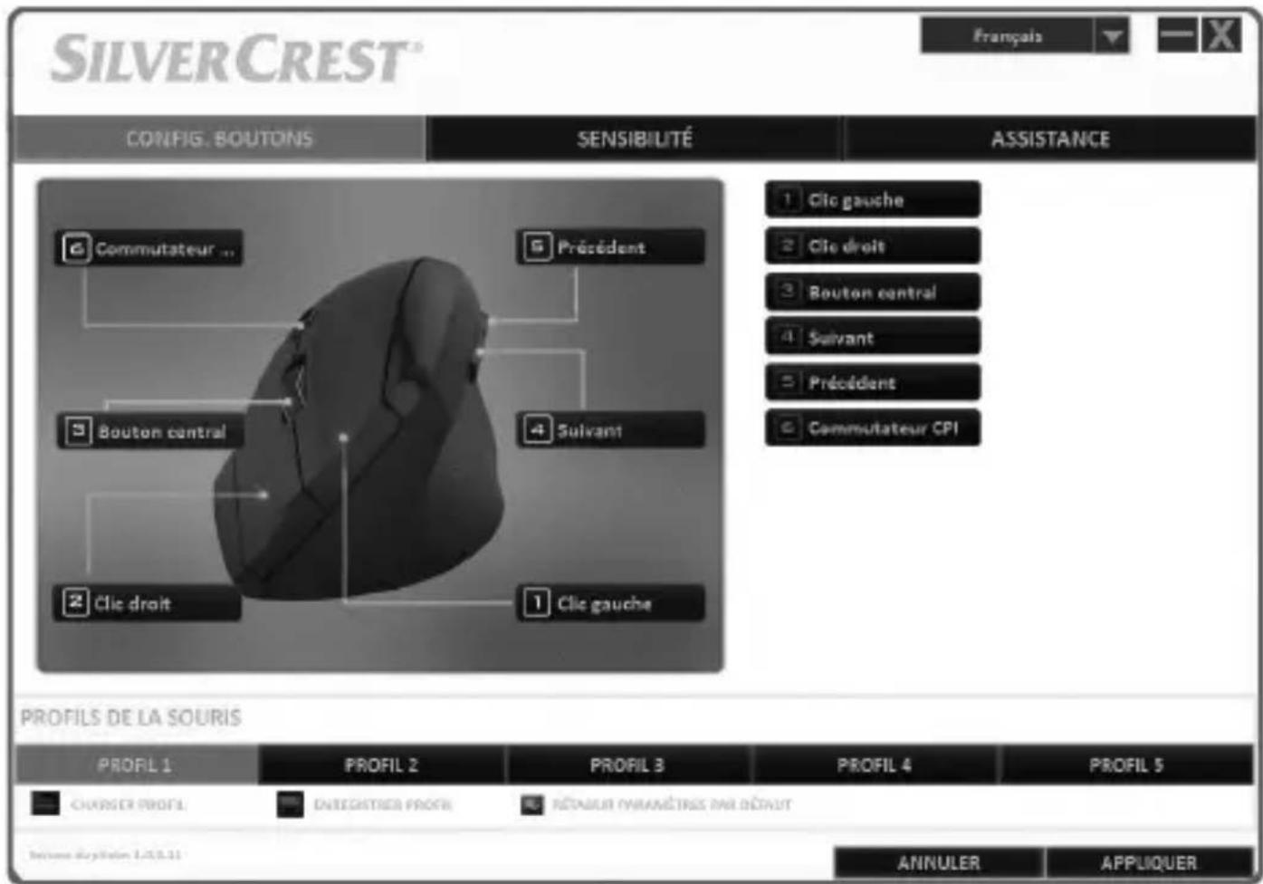 SILVERCREST SFMT 2.4 A1 - Configuration de la souris sans fil à l'aide du logiciel - 1