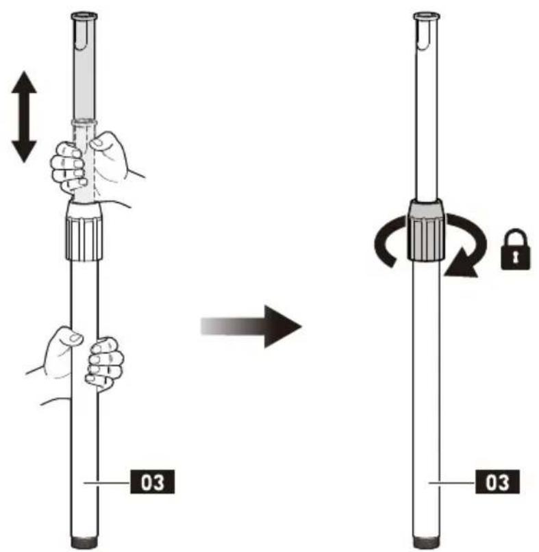 PERLESMITH PSSS1 - 2-1 Adjust the Upper Pole - Ajustez le Poteau Supérieur - 2