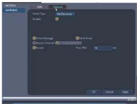 Lorex DV7082 - Configurer les avertissements de réseau : - 1