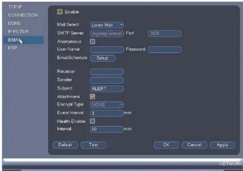 Lorex DV7082 - Pour configurer les alertes de courriel : - 1